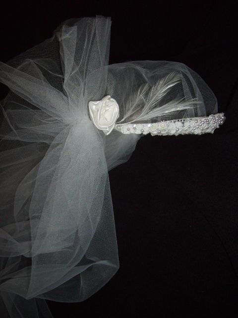Cathedral length replica 1920's couture vintage white wedding veil and cap 